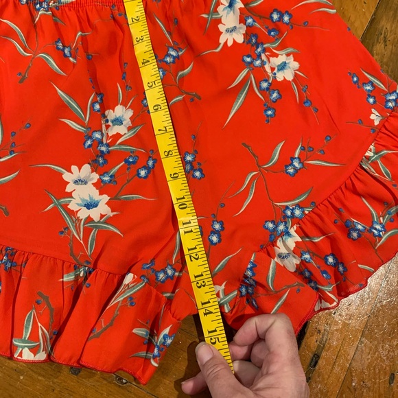 🔥🔥🔥Red Orange floral two-piece crop short set - Picture 9 of 12